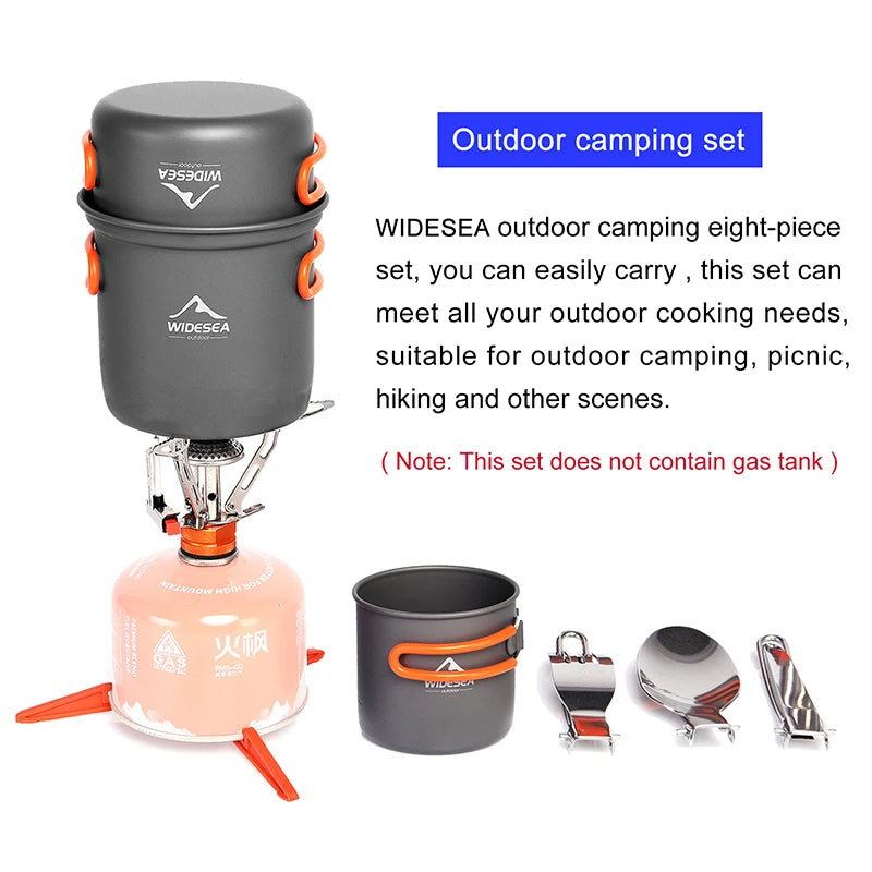 Widesea Camping Cookware Set Outdoor Pot Cup Kit For Travel