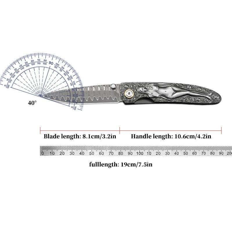 ALVELYDIY Damascus Steel Folding Knife EDC Pocket Utility