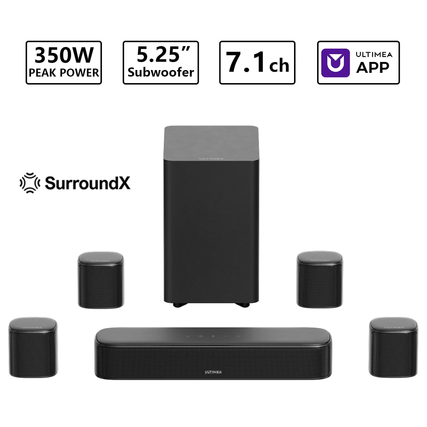 Ultimea Aura S4T 350W 7.1ch Soundbar With Subwoofer HDMI ARC