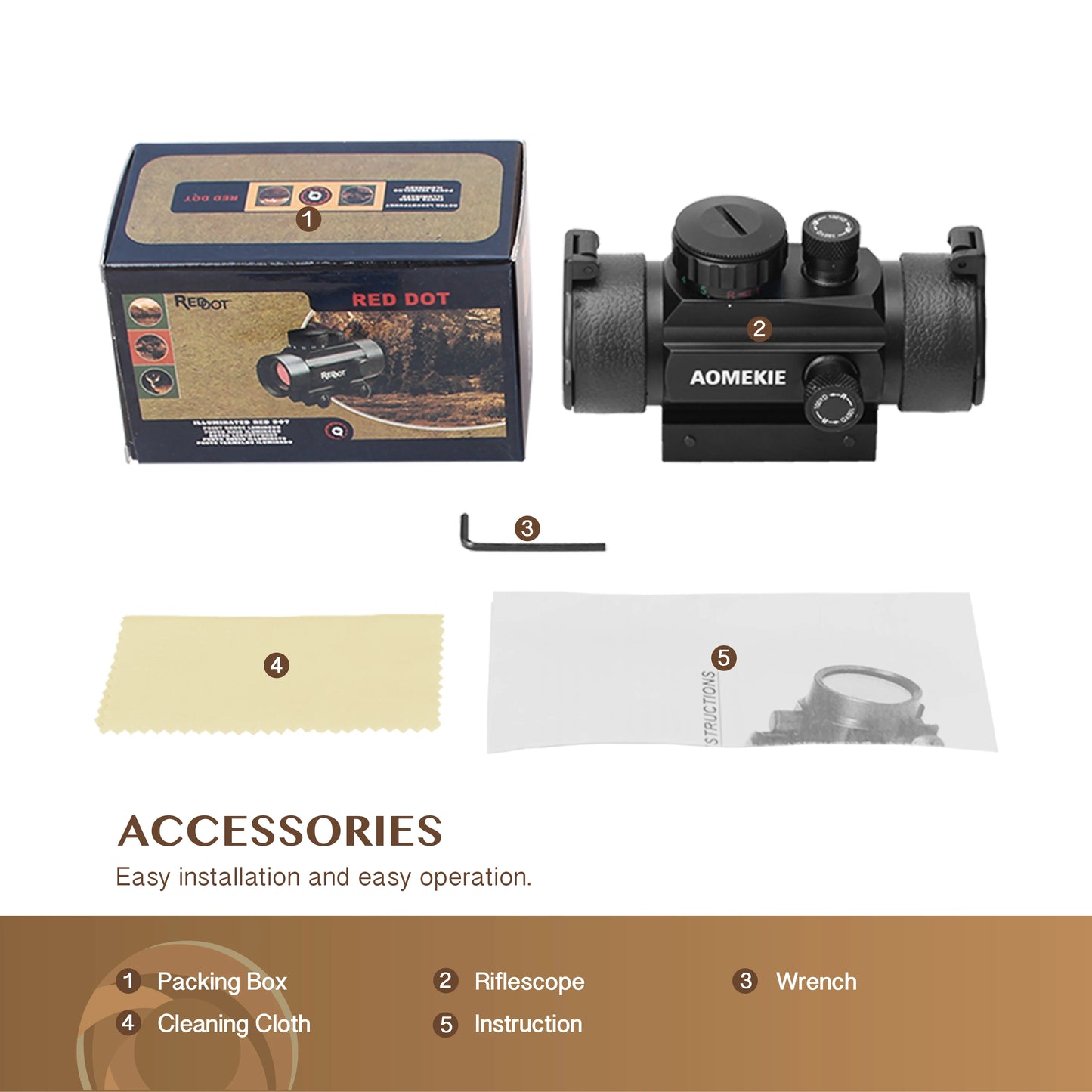 AOMEKIE Red Dot Reflex Sight 1x30mm With 22mm/11mm Rail