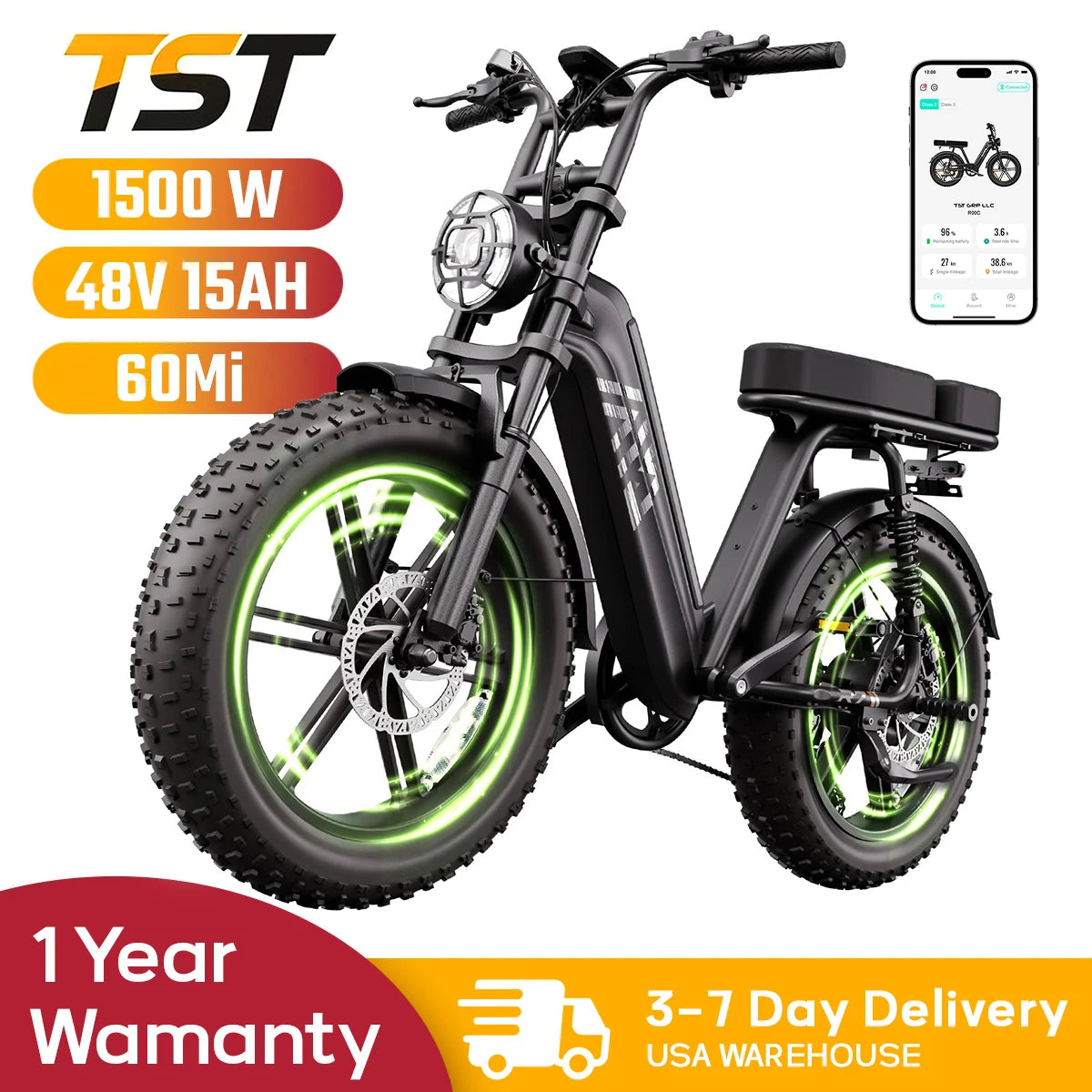 TS TST GRP LLC 1500W Electric Bike With 48V 15Ah Battery 28 MPH