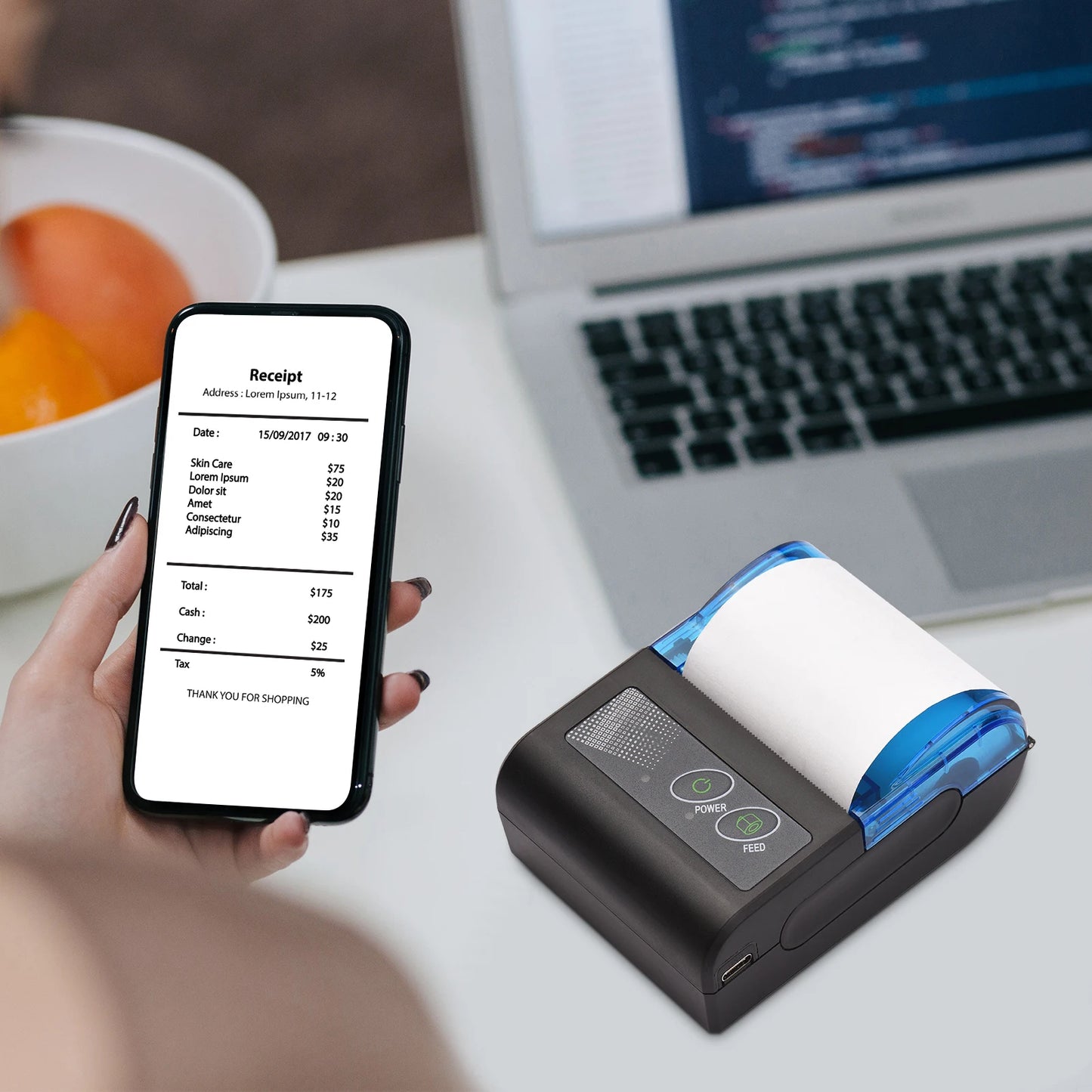 Meterk Portable Mini Thermal Printer Wireless USB Receipt