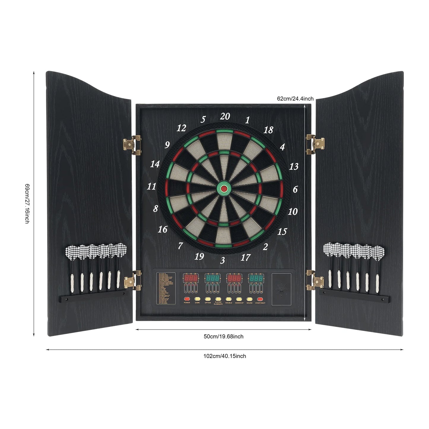 Electronic Dart Board Set With 12 Darts 4 LED Displays And Voice Prompts