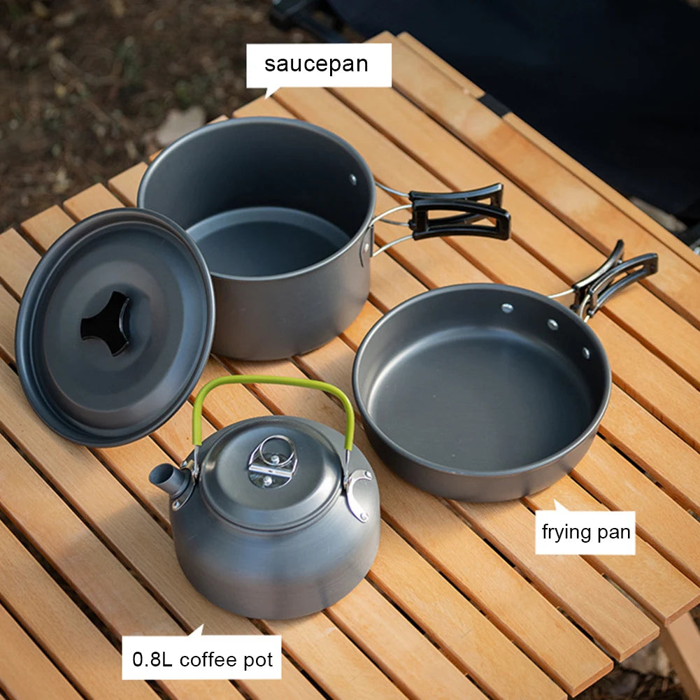 APWIKOGER 3 Piece Camping Cookware Set for Outdoor Cooking