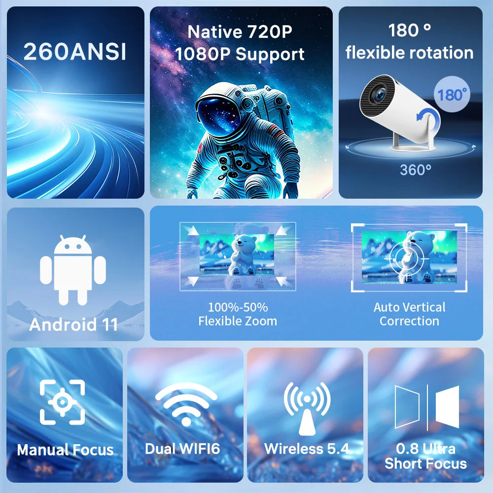 LynCast X1BQ Outdoor 4K Android Projector For Home Cinema