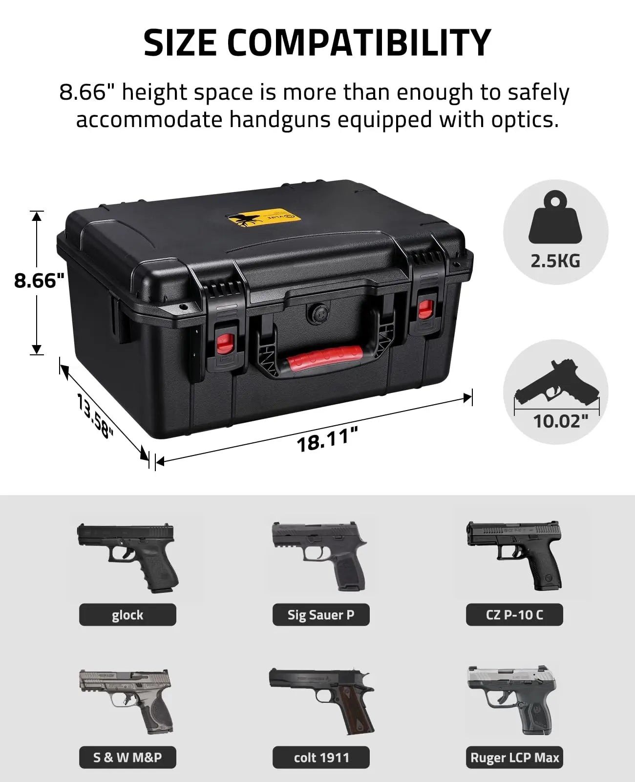 Hard Shell Pistol Case For Handguns With Foam Inserts