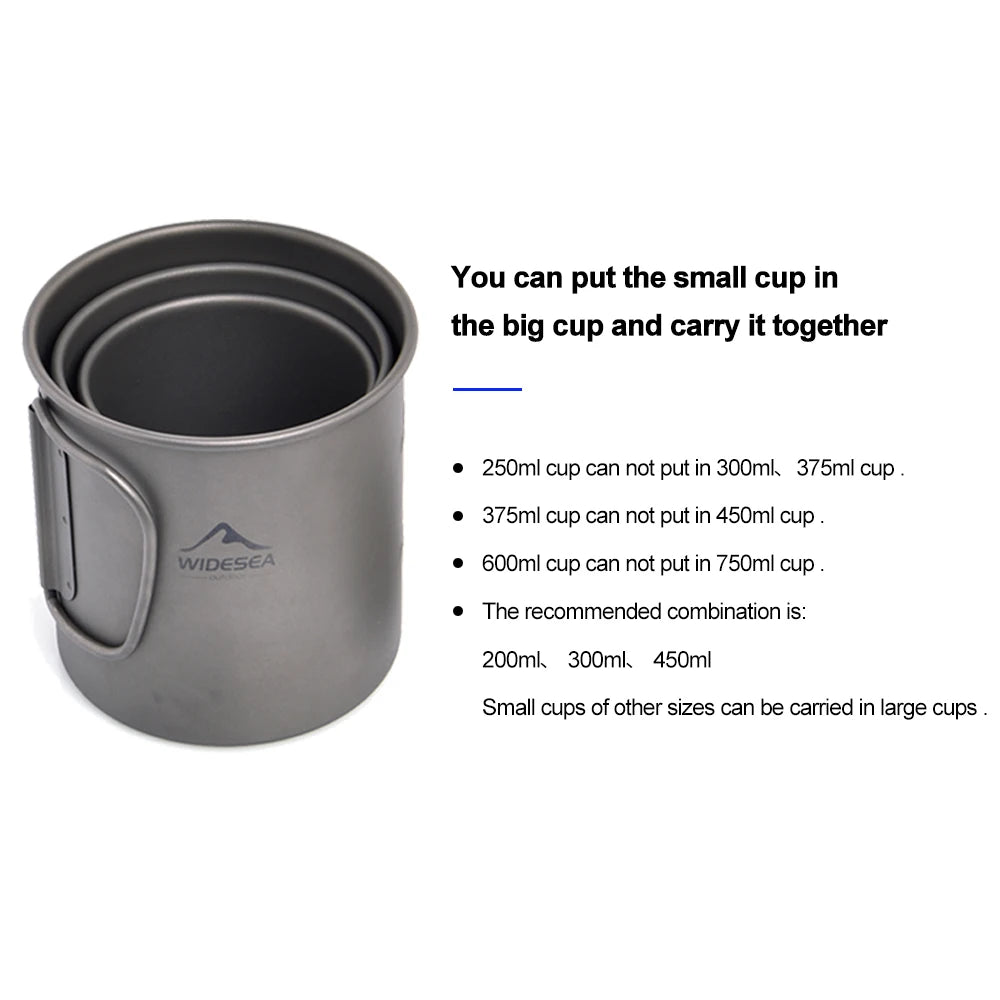 Widesea Titanium Camping Mug For Outdoor Cooking