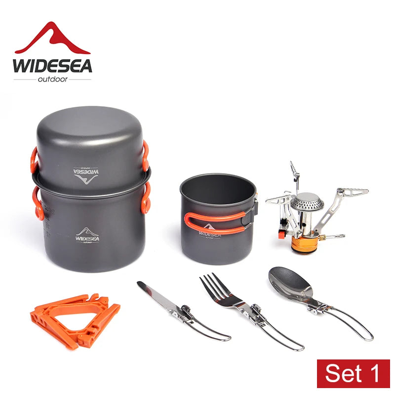 Widesea Camping Cookware Set Outdoor Pot Cup Kit For Travel