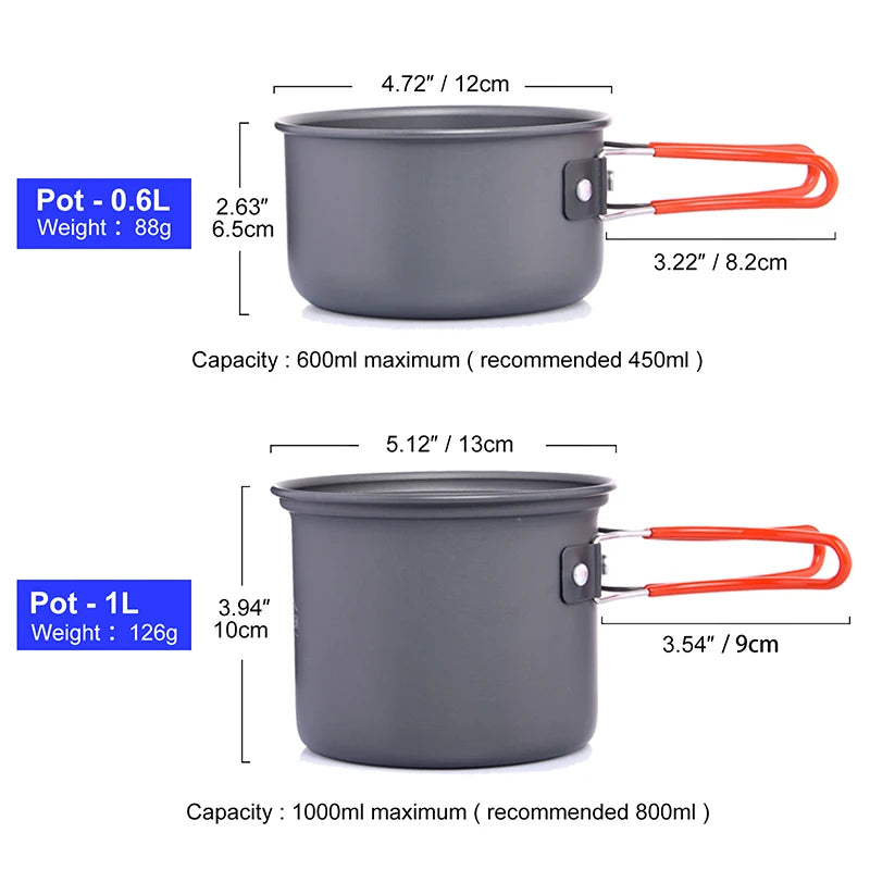 Widesea Camping Cookware Set Outdoor Pot Cup Kit For Travel
