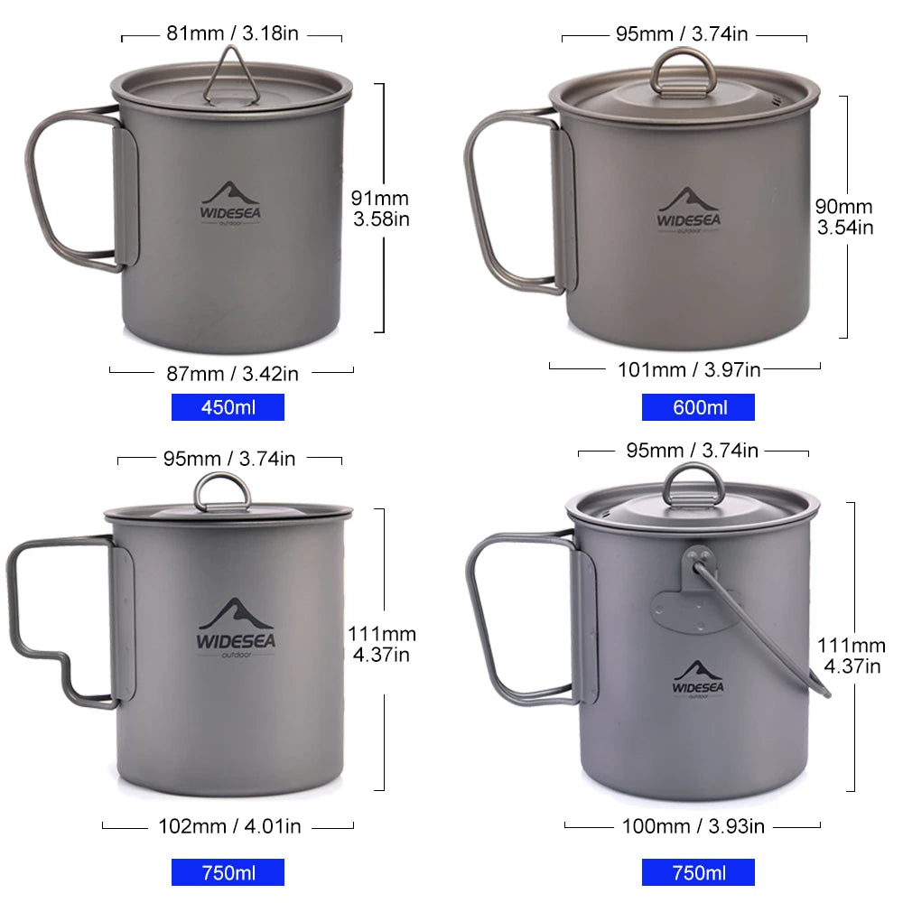 Widesea Titanium Camping Mug For Outdoor Cooking