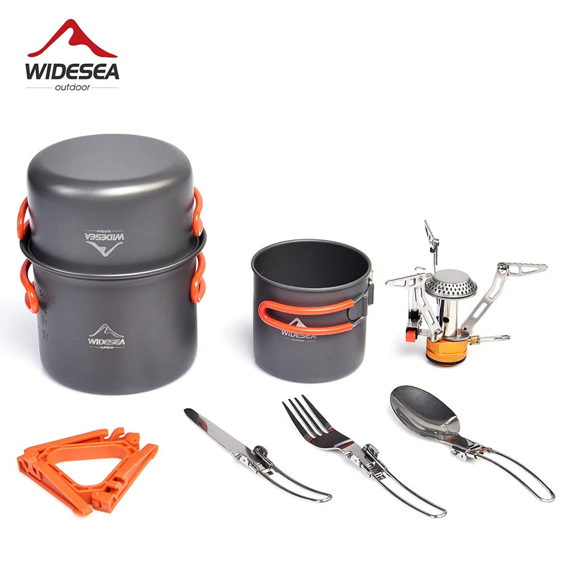 Widesea Camping Cookware Set Outdoor Pot Cup Kit For Travel