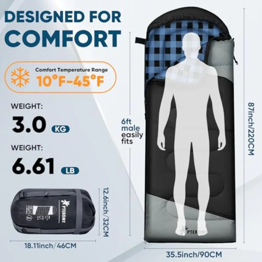 Lightweight Adult Sleeping Bag For Backpacking Camping Water Resistant Washable