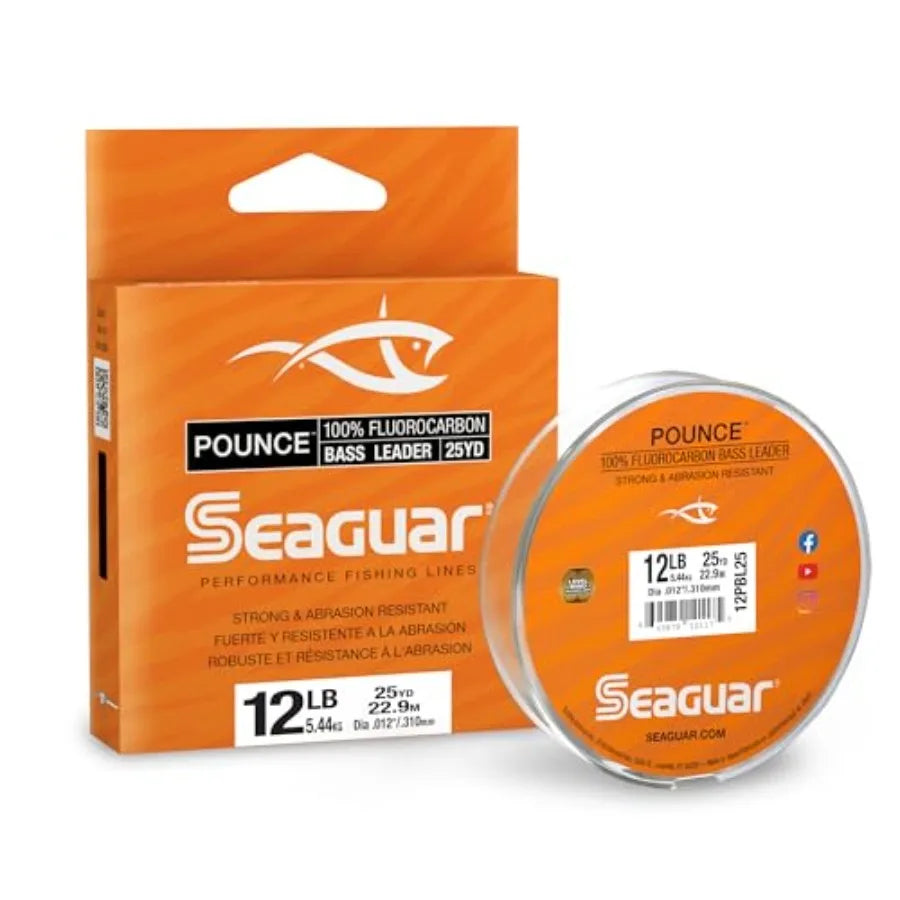 Pounce Bass Fishing Leader Line Freshwater 100 Percent Fluorocarbon Clear