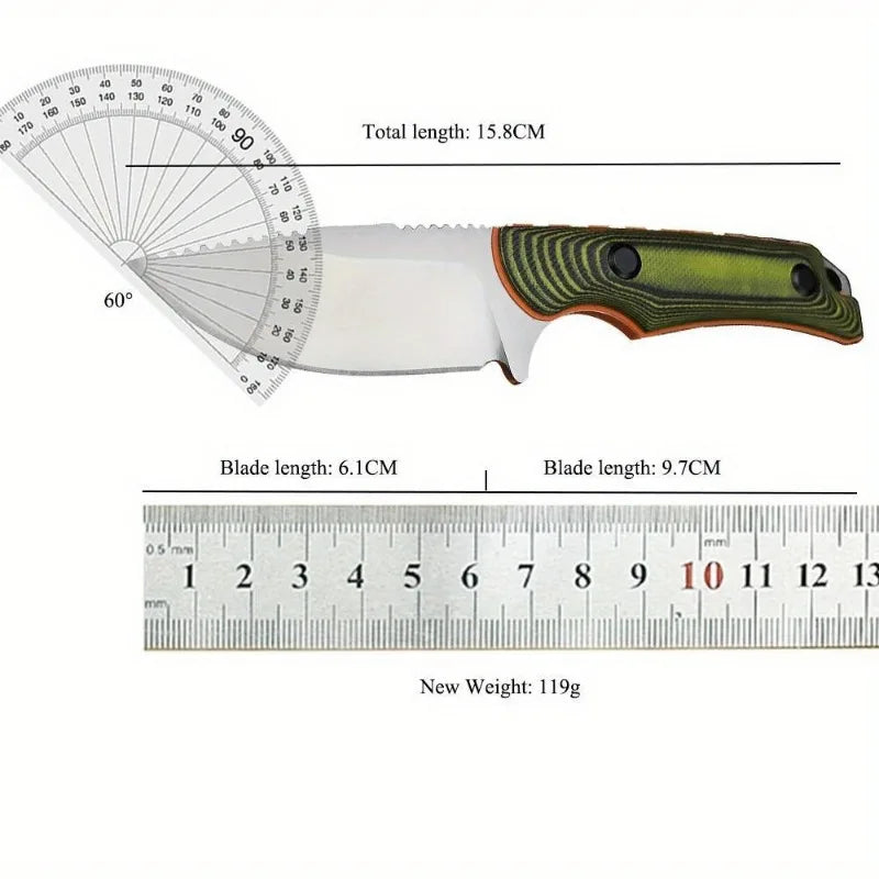 NONEDIY Fixed Blade Knife G10 Handle 8Cr13Mov Self Defense EDC