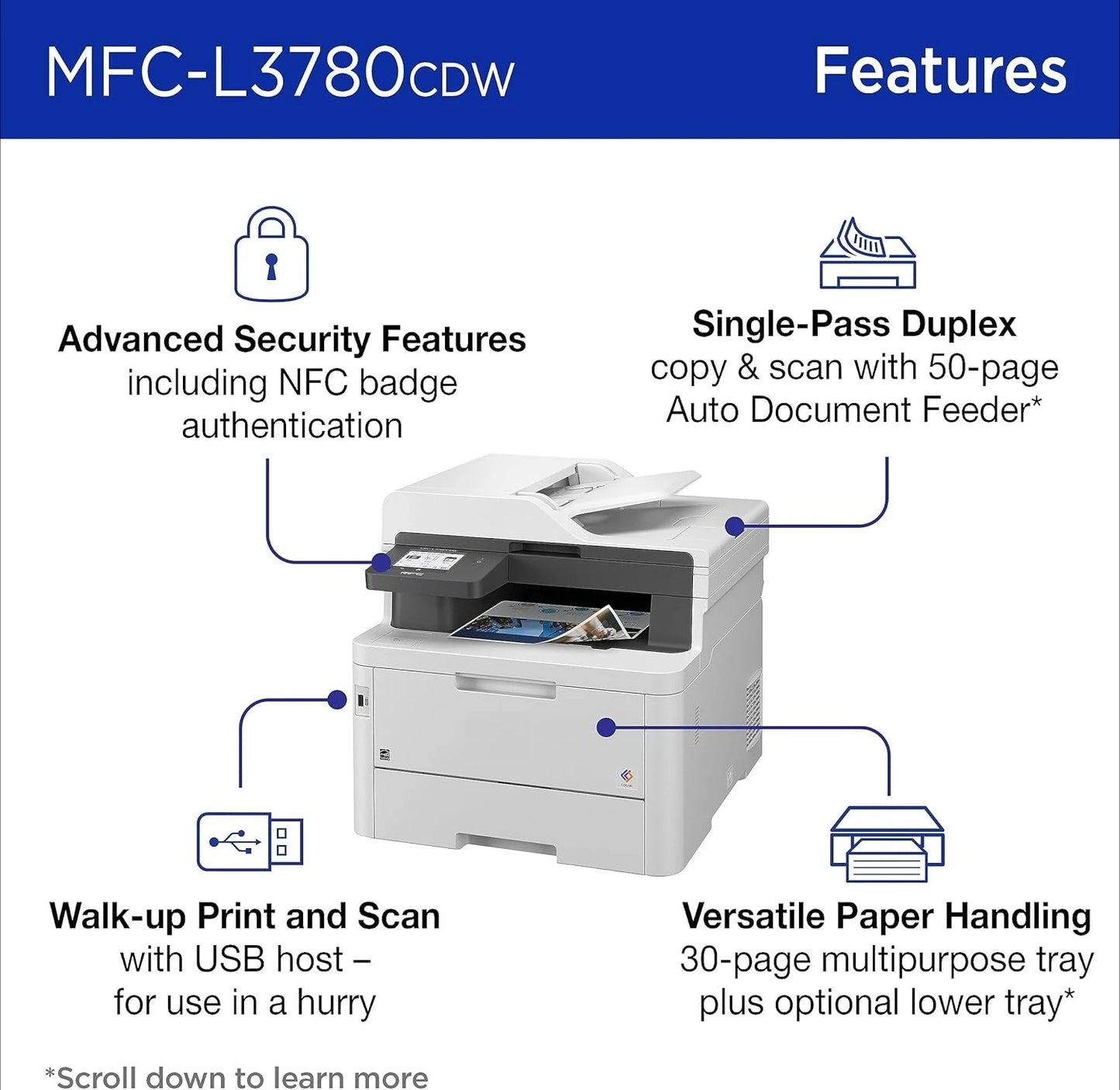 MFC-L3780CDW Wireless All-in-One Printer With Duplex Copy