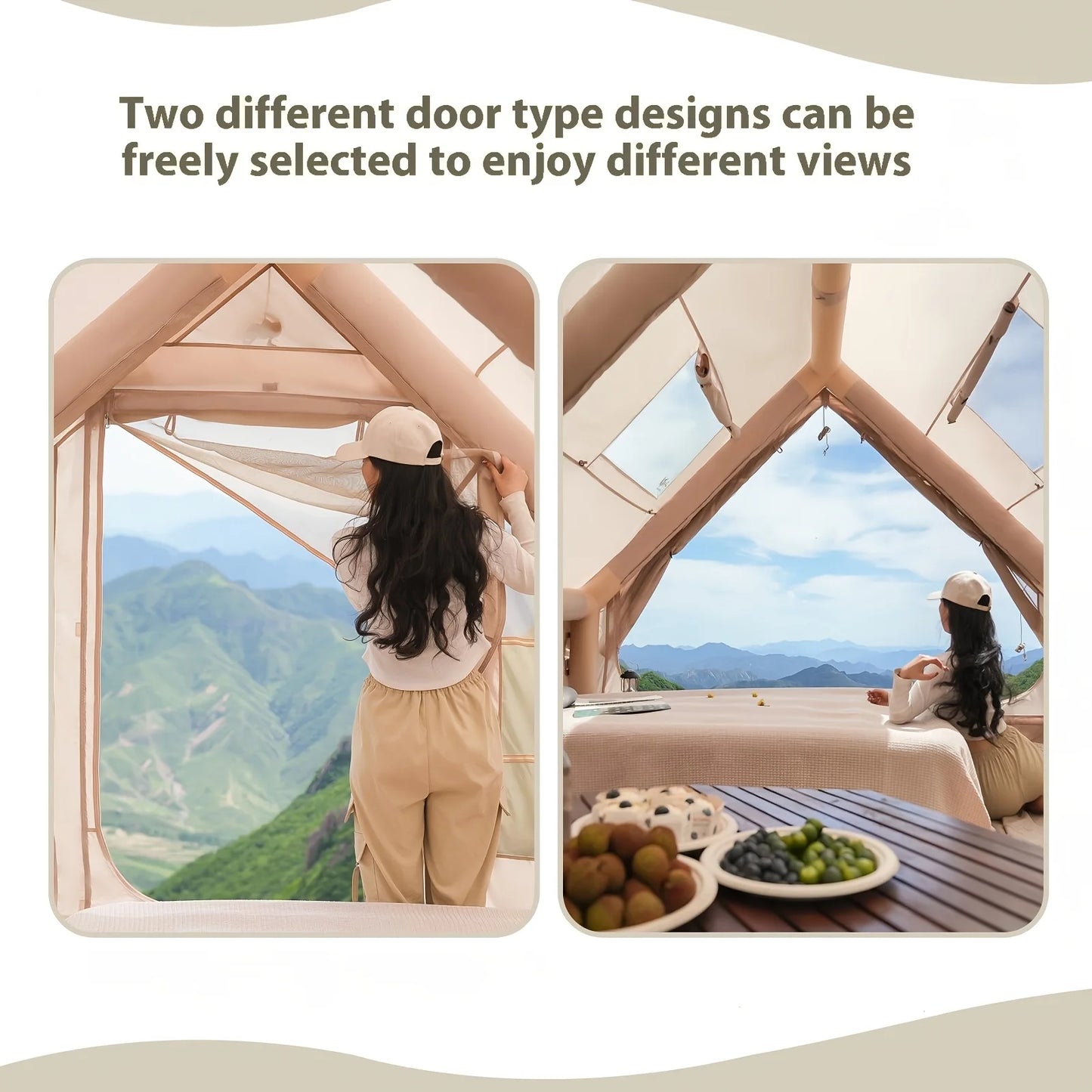 Large Inflatable Camping Tent With Skylight And Breathable Mesh Design