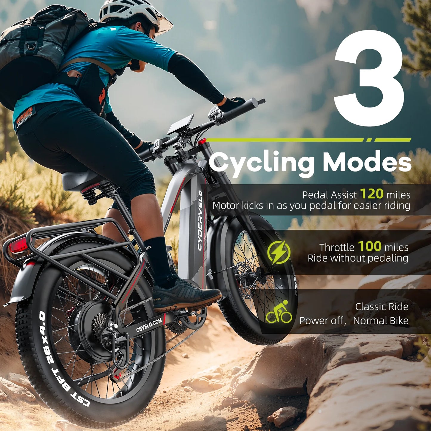 Cybervelo EK9 5000W Offroad Fat Tire Electric Bike Long Range