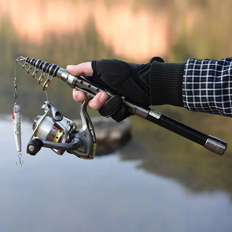 Carbon Fiber Telescopic Ultralight Fishing Rod And Reel Combo