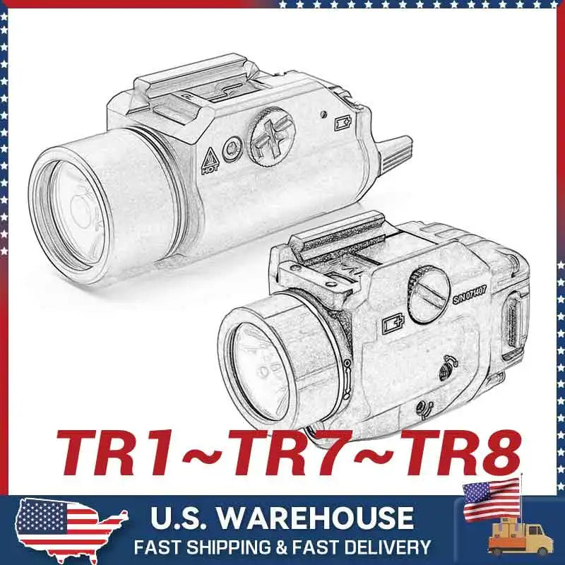 TR1/TR7/TR8 Weapon Light 1000 Lumen LED Rail Mount
