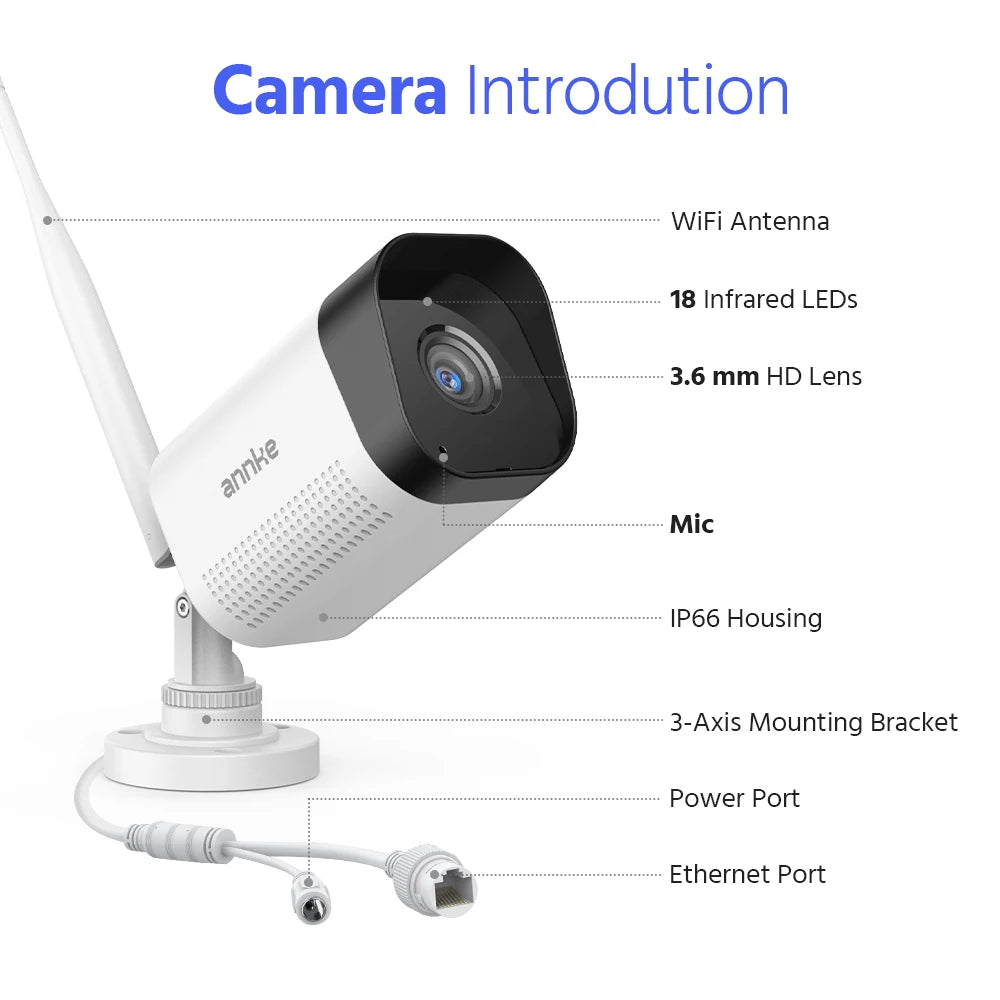 ANNKE 4K WiFi Security Camera Outdoor IP66 Weatherproof Night Vision