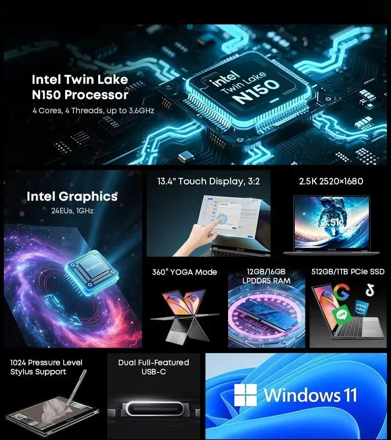CHUWI FreeBook 2-In-1 Laptop With Intel N150, 16GB RAM