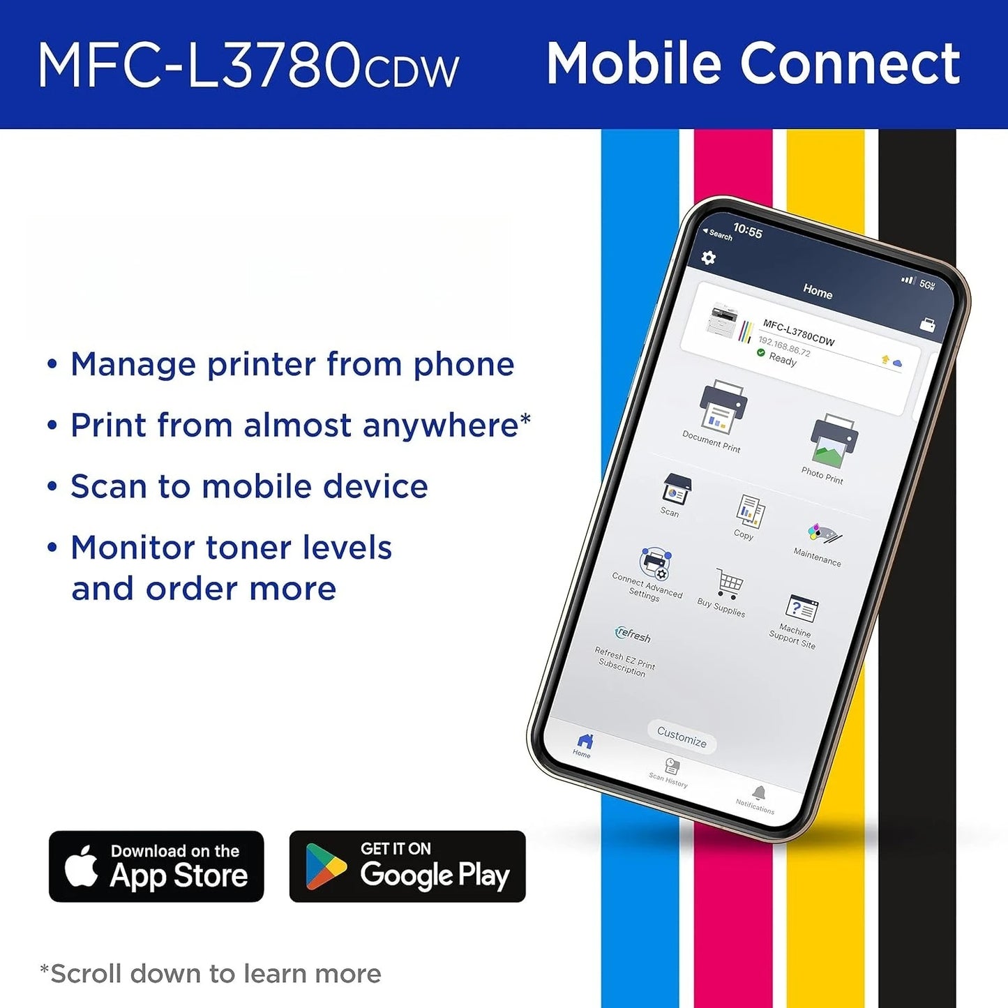 MFC-L3780CDW Wireless All-in-One Printer With Duplex Copy