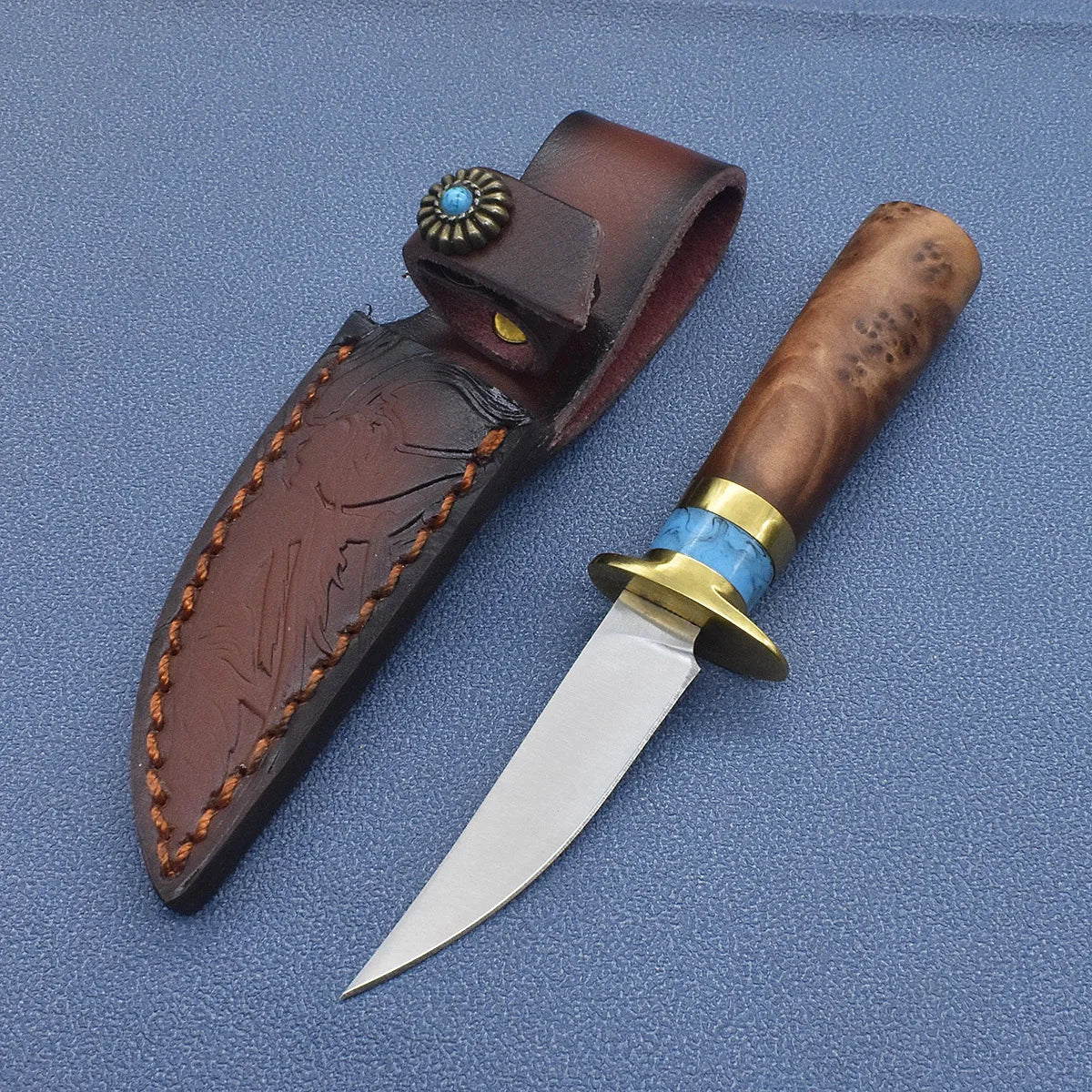 BlackDragon Outdoor Camping Knife With Wooden Handle Fixed Blade Survival
