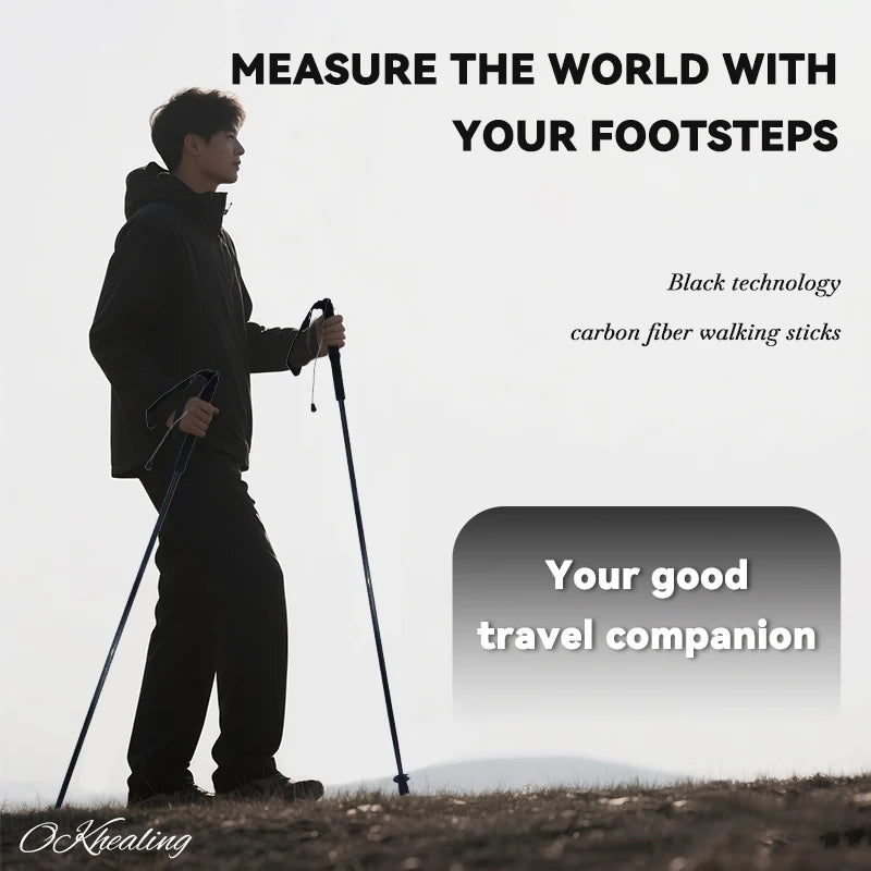 OKHEALING Trekking Poles Carbon Fiber Ultra-Light Folding