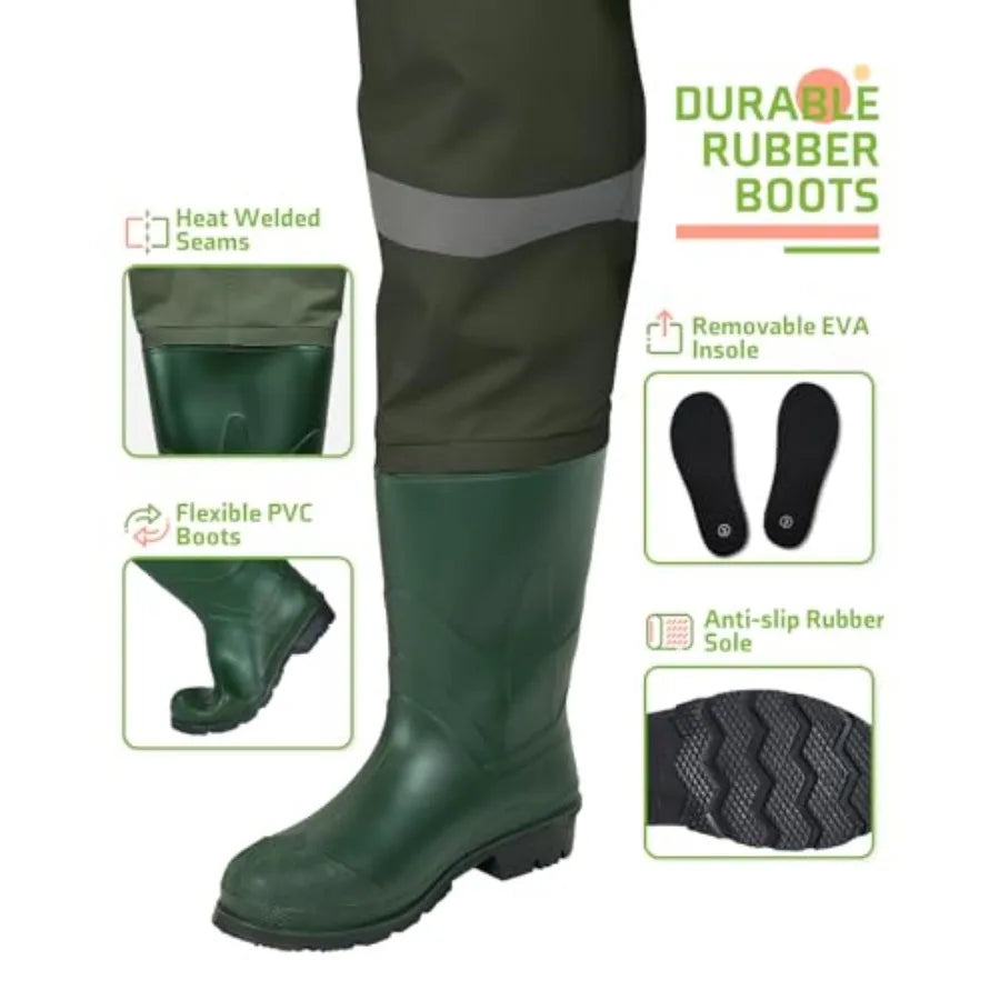 HISEA Youth Chest Waders With Boots Waterproof PVC