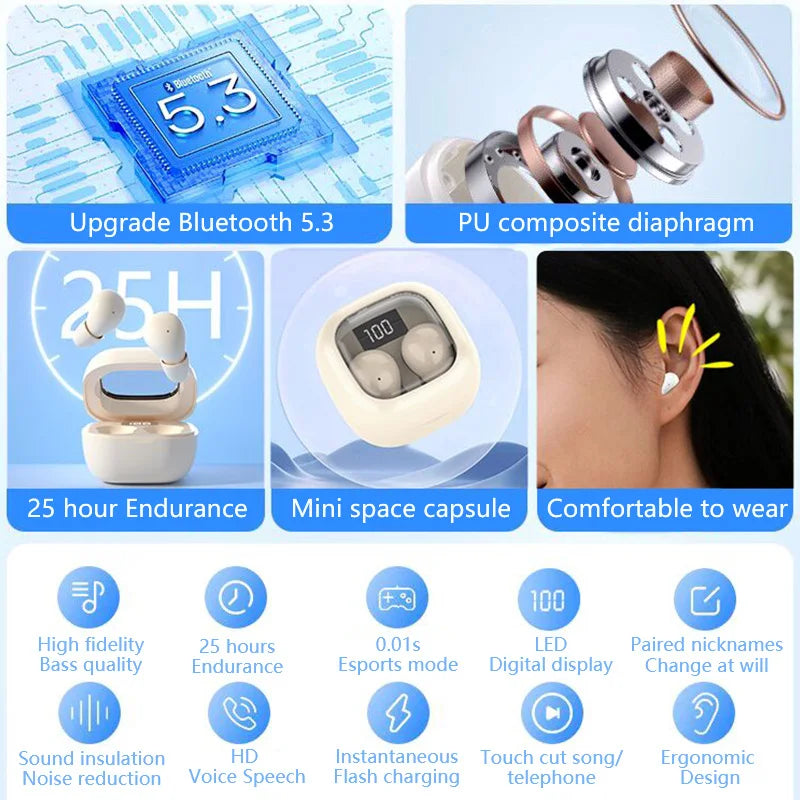 SK Wireless Bluetooth Earbuds Headset for Sports and Sleep