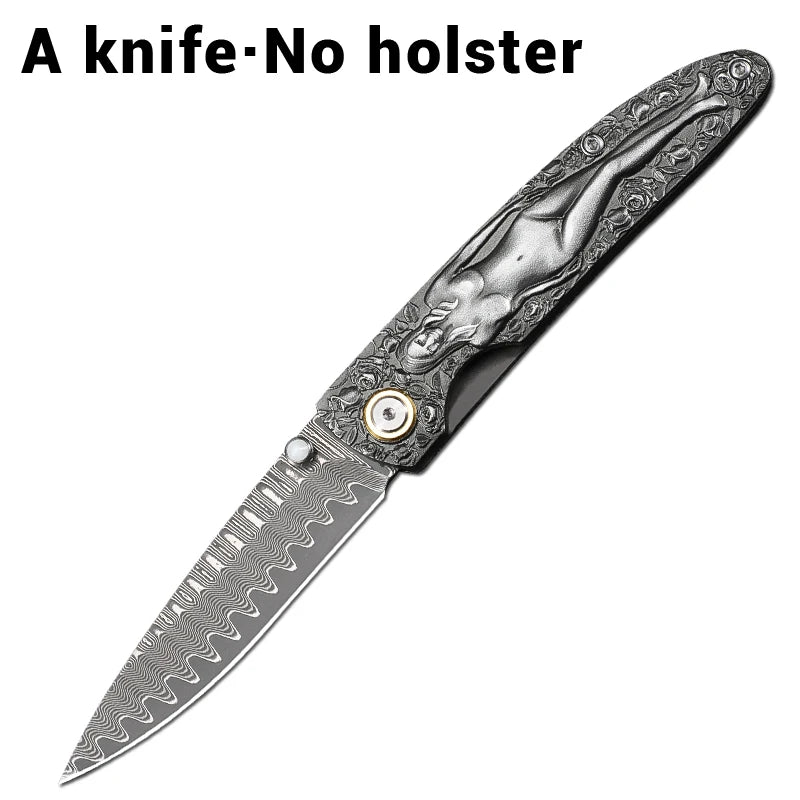 ALVELYDIY Damascus Steel Folding Knife EDC Pocket Utility