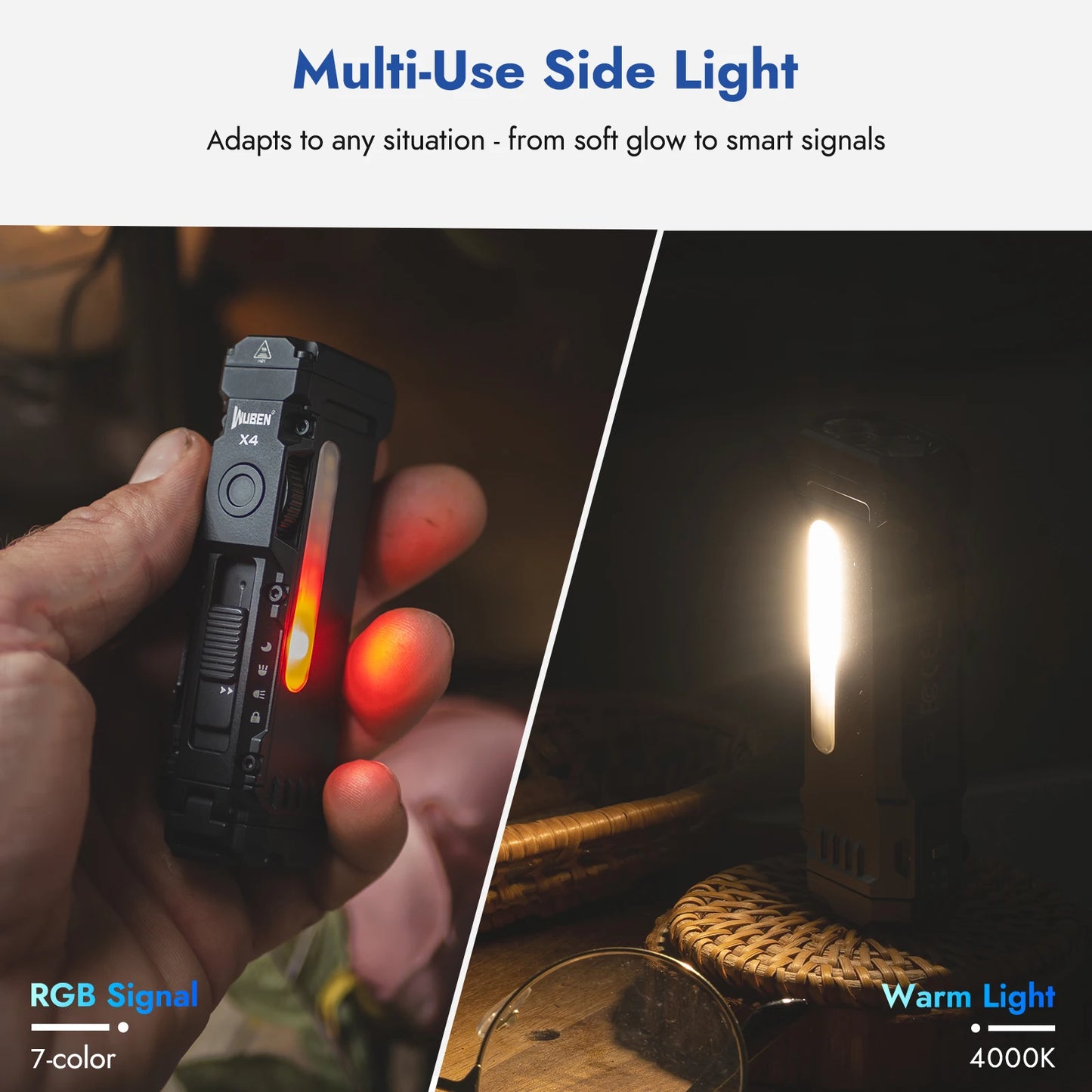WUBEN X4 EDC RGB Flashlight IP68 Waterproof With Magnetic Tail