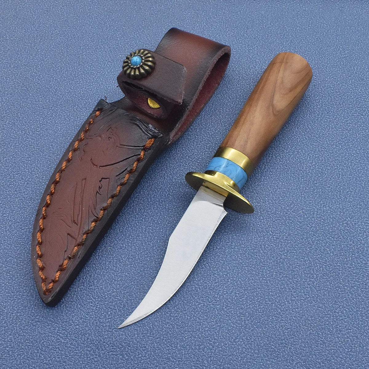 BlackDragon Outdoor Camping Knife With Wooden Handle Fixed Blade Survival