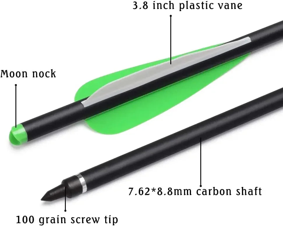 ELONG OUTDOOR Carbon Crossbow Bolts With Hunting Broadheads 6 Pack