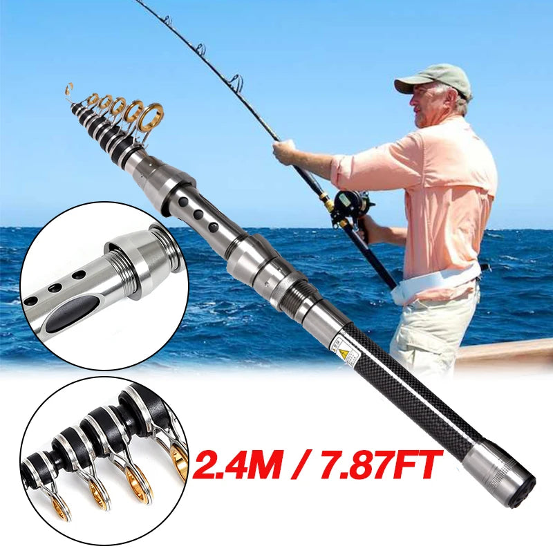 Carbon Fiber Telescopic Ultralight Fishing Rod And Reel Combo