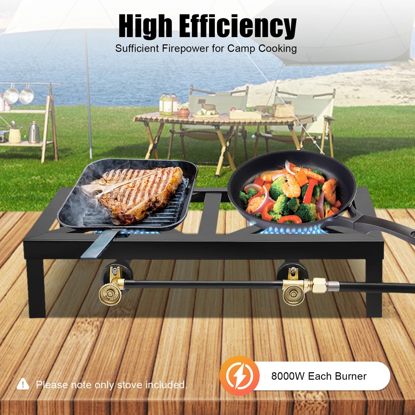 Portable 8000W Double Burner Gas Stove With Regulator