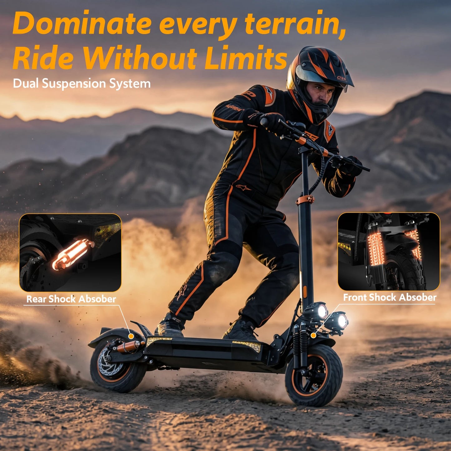 Osboo Off Road Electric Scooter 1200W 31MPH 31 Mile Range All Terrain Brakes