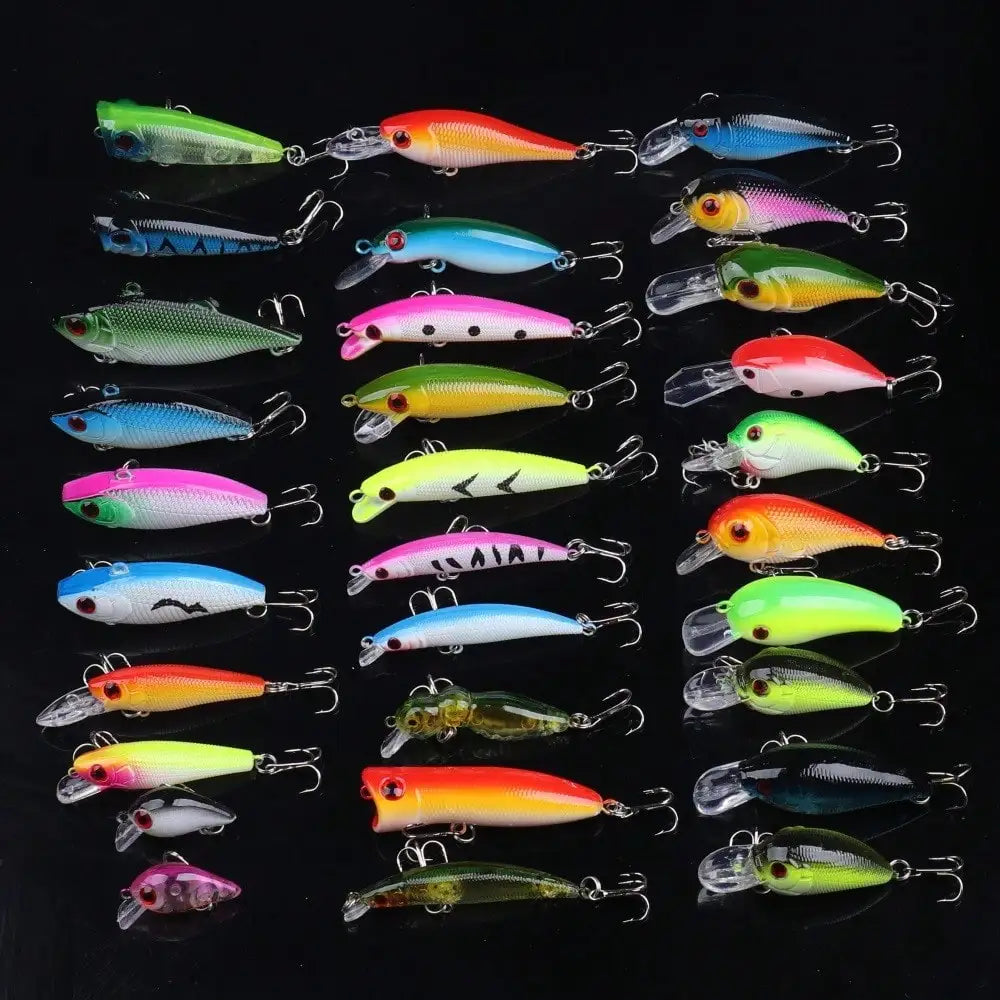 Mini Fishing Lure Kit 30 Pcs Hard Bait Bass Freshwater