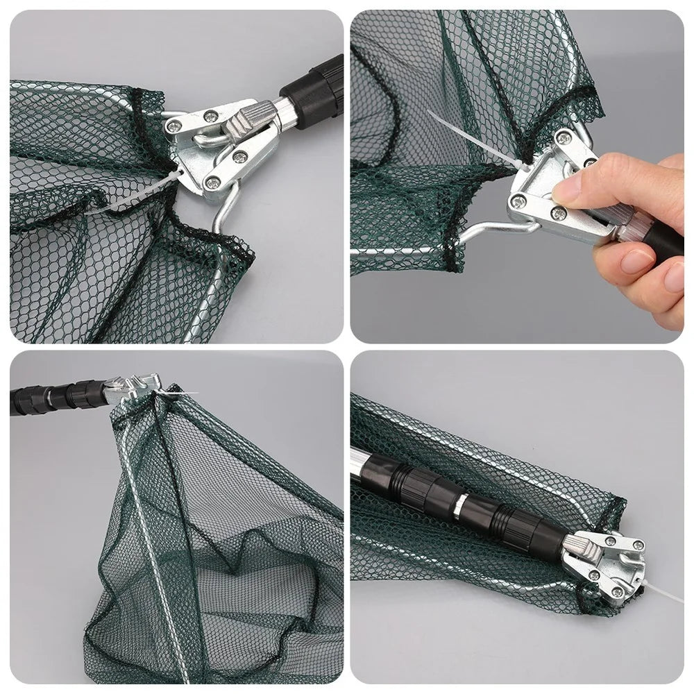 Telescopic Landing Net For Fly Fishing Folding Mesh Net