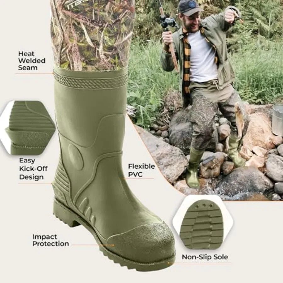 Lightweight Waterproof Camo Hip Waders For Men And Women
