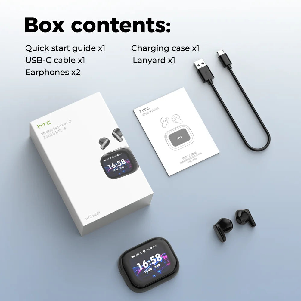 HTC Wireless Earphones With Active Noise Cancellation Bluetooth 5.0