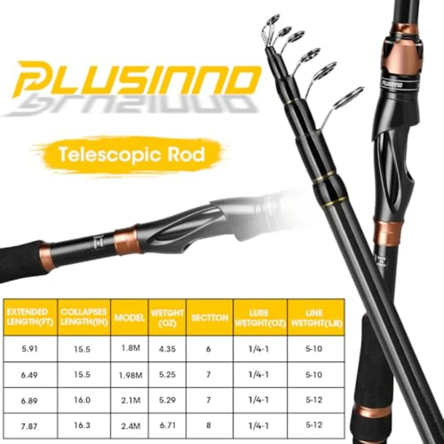 IM6 Telescopic Fishing Rod And Reel Combo Saltwater Friendly