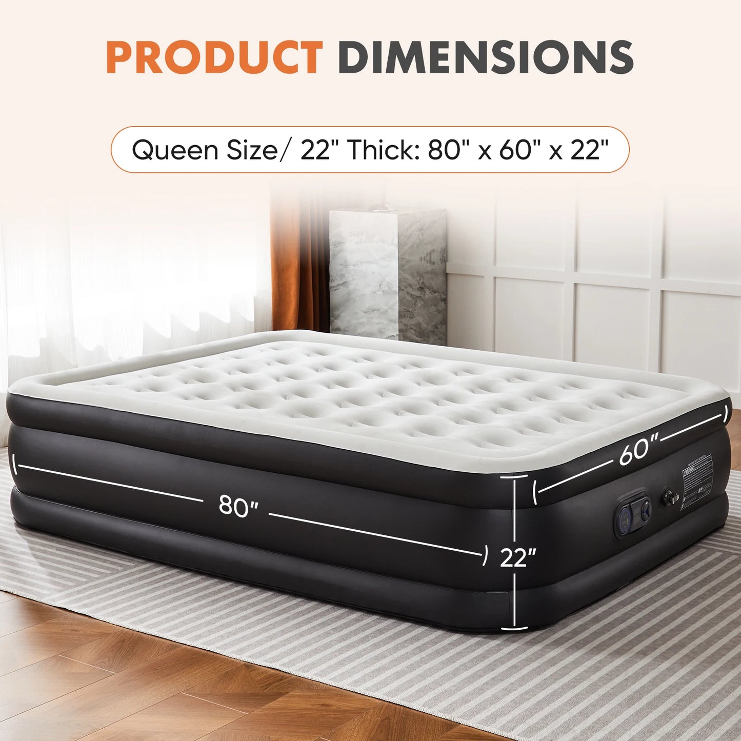 MCQ Queen Air Mattress With Built-In Pump For Home Use