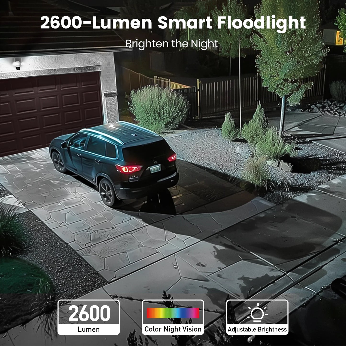 Dekco 3K UHD WiFi Floodlight Camera With 360 View Night Vision PIR Detection