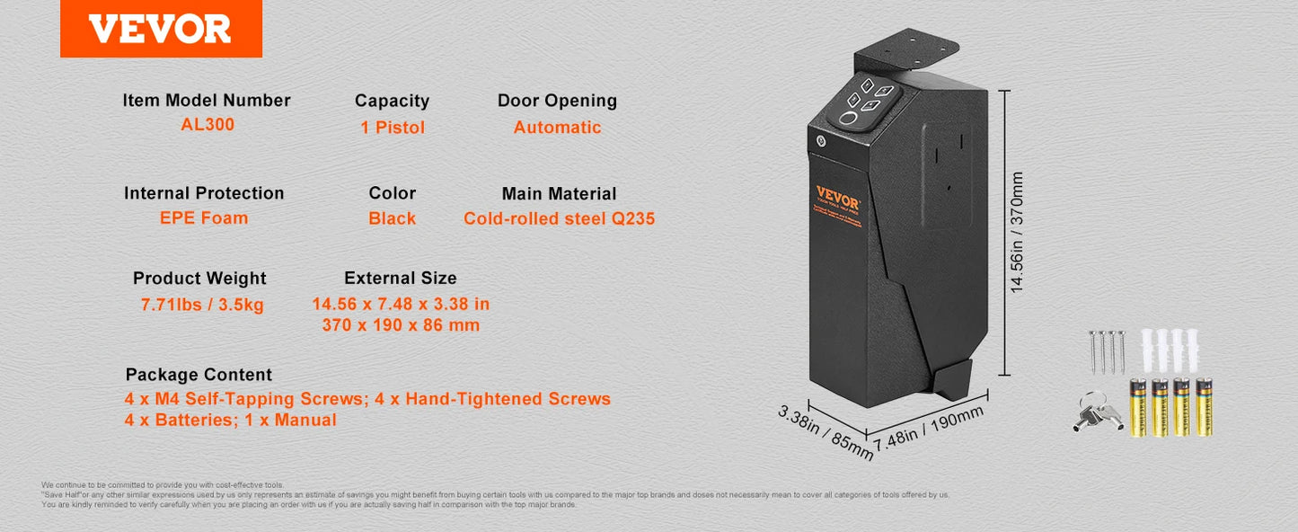 VEVOR Gun Safe Biometric Quick Access Case For Pistols