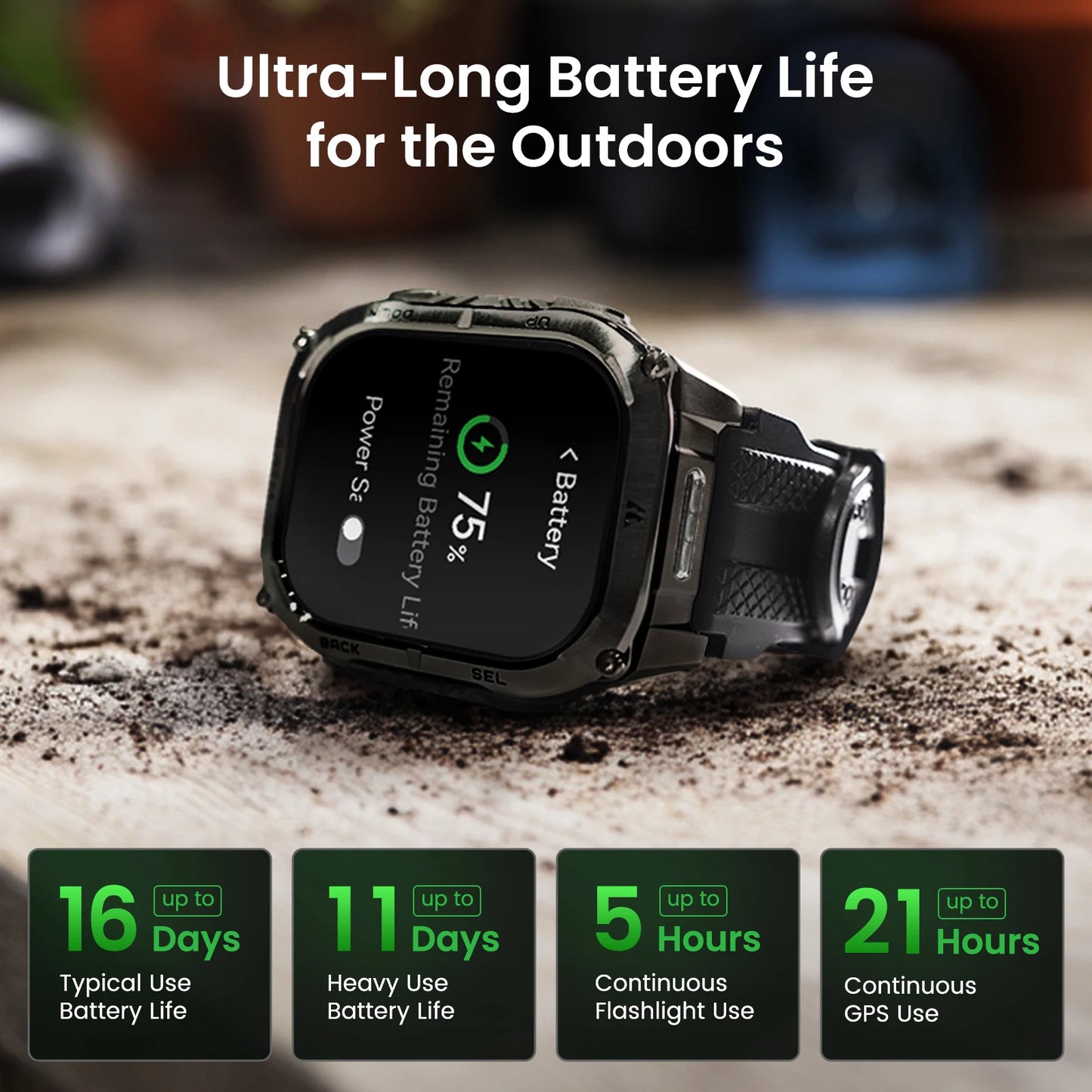 KOSPET Tank M4C Rugged Smartwatch Military GPS With Flashlight