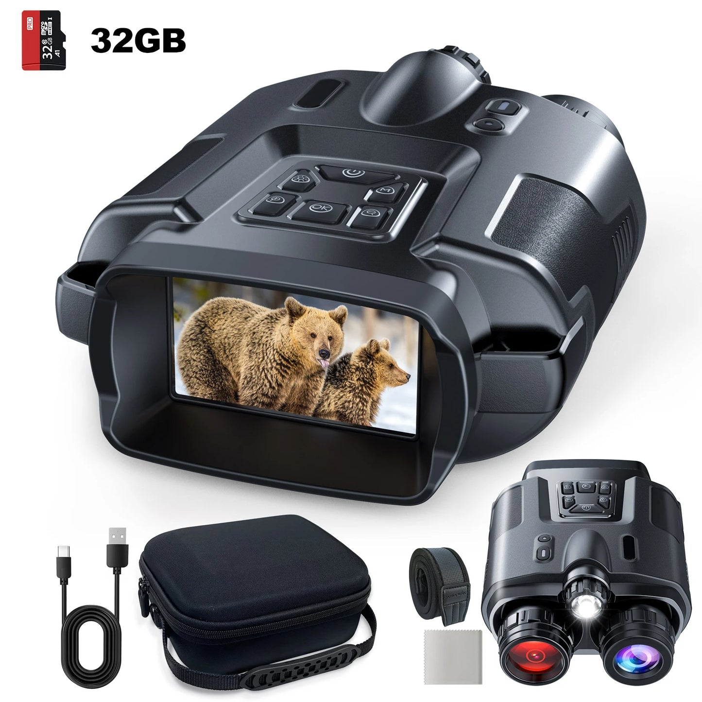 USB Rechargeable 4K Night Vision Binoculars With Infrared 8X Zoom