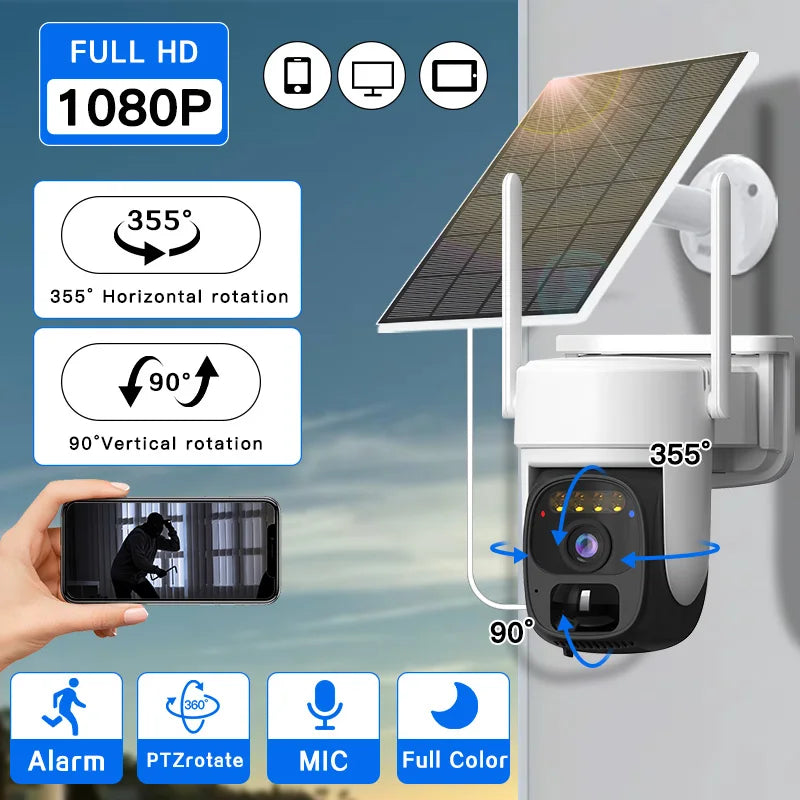 SZSINOCAM Wireless Solar-Powered Pan-Tilt Camera Outdoor WiFi Surveillance