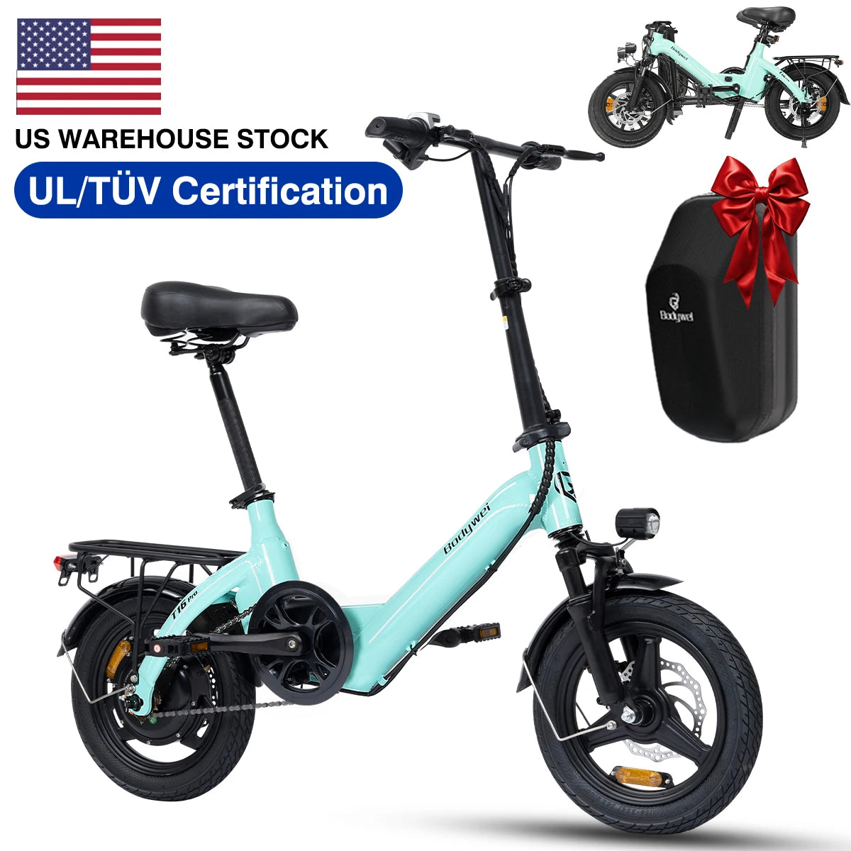Bodywel Folding Electric Bike 500W UL CE 36V 13Ah Brakes