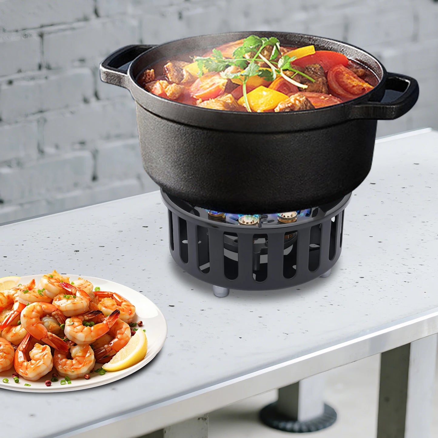 21000W Portable Butane Camping Stove With Two Adapters For Outdoor Frying